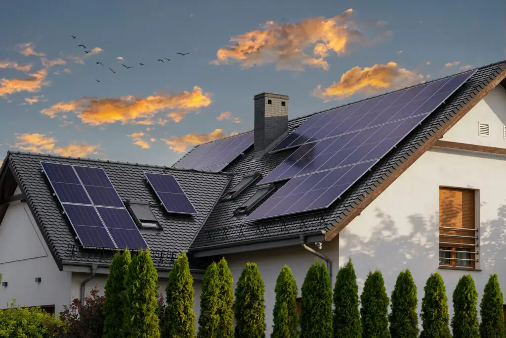 Residential solar panels on roof